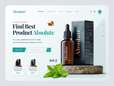 CBD Oil Products Absolute banner cannabis oil cbd oil creative health hemp oil landing page medical medicine natural nutrition oil organic organic product product design ui ux web banner web design weed