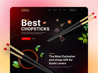 Chopsticks Landing Page banner banner design chopsticks chopsticks banner chopsticks landing page chopsticks website clean clean ui landing page minimul product landing page single product tranding ui ux website design