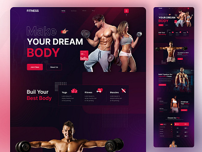 Fitness Landing Page clean exercise fitness gym health home page landing page landing page design muscle popular simple sport trainer training ui ux web design website website design workout