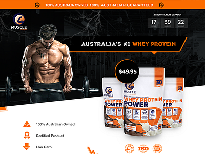 Landing Page for Muscle protein banner design branding cover design creative design design graphic design homepage homepage design landing page logo typography ui ux website