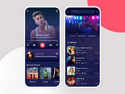 Music App design for mobile.