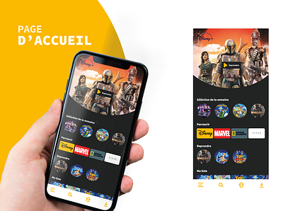 Projet Disney + app brand branding company design phone ui ux visual web