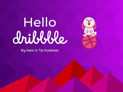 Hello dribble character first shot hello dribble illustation invite rabbit vector violet