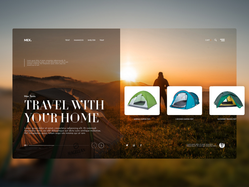 Tent homepage home mobile app design grid picture travel tent ecommerce typography ux ui website interface web e-commerce branding inspiration design system design landing page