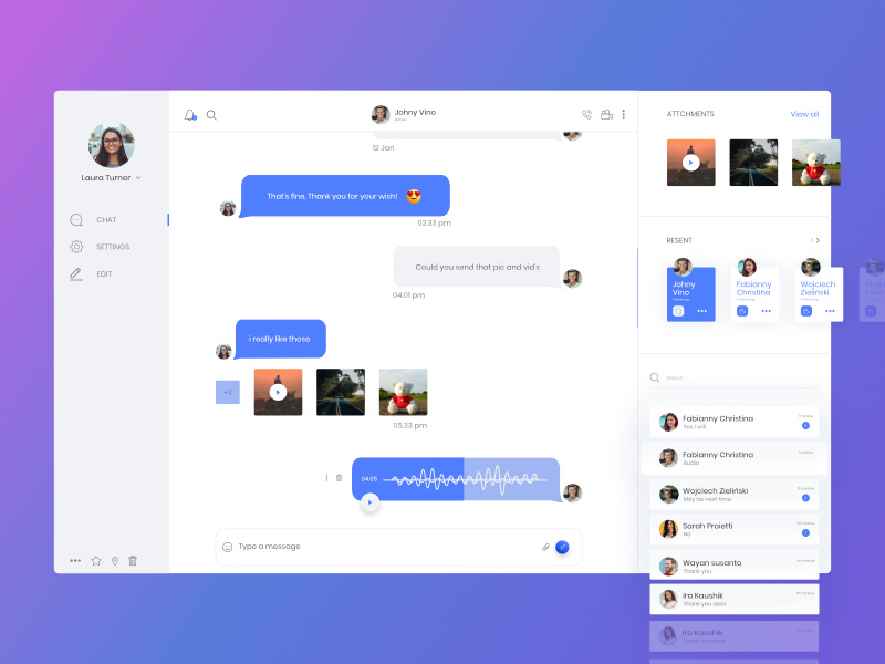 Chat-dashboard message messenger inspiration ui grid design chatting social media website dashboad chat