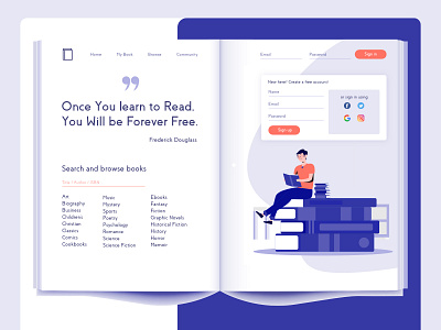 Library App bookapp books bookshelf bookstore branding design design system ecommerce inspiration interface landing page ui website