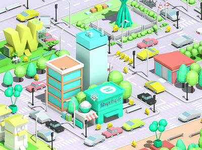 Dream town 3d design illustration ui