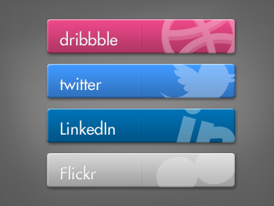 Social Bars bars buttons dribbble flickr icons linkedin media social twitter