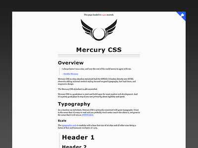 Mercury CSS - Classless Stylesheet css framework freebie speed stylesheet typography