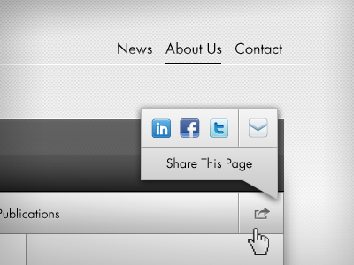 Sharing UI Detail action email icons share social tool bar ui