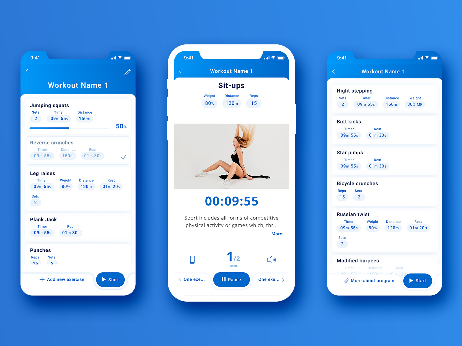 Exercises screen by Daryna Dovha on Dribbble
