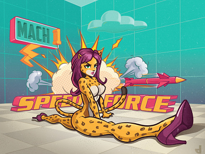 Cheetah joins the speed force character art cheetah girl illustration illustration illustrator cc perspective photoshop pin up vector