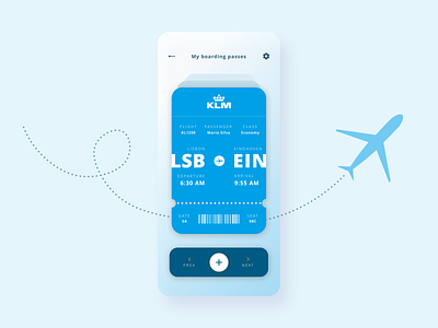Boarding pass concept airline app blue boarding pass flight klm ui uiux ux