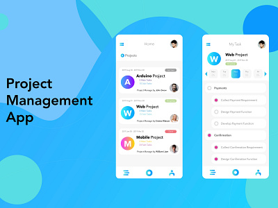 Project Management App adobe xd android app design icon illustration ios modern professional project management ui ux