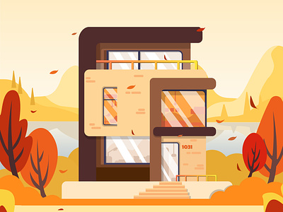Autumn villa illustration