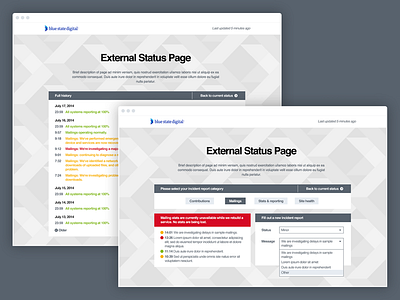 Uptime status board status update