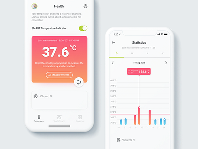 Temperature Statistic app app design application babycare health health app healthcare measurement mobile mobile app mobile ui statistic statistics temperature ui ui design ux ux design