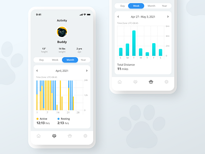 Pets Activity activity app app design application concept mobile mobile app mobile ui pet pets statistics stats ui ui design ux