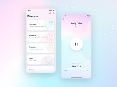 Meditation App app app design meditation app mobile mobile app mobile ui relaxation ui ui concept ui design