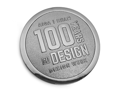 AIGA Bham - 100 Years of Design Coin (Heads) aiga 100 years of design branding coin design design week birmingham