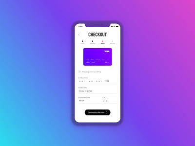 Credit Card Checkout - Daily UI 002 billing checkout credit card dailyui gradient iphone payment visa