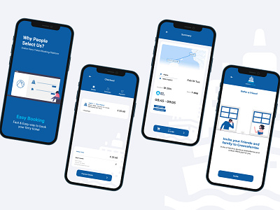 Ferry Booking App app booking app design figma figmadesign flat minimal ui ux