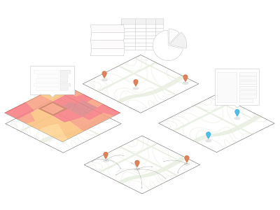 Map illustrations analysis heatmap map markers topography