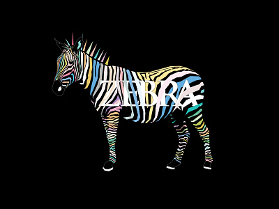 ZEBRA flat illustration logo poly poly art polygraphy typogaphy zebra