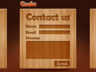 Cooks Cutting Board - Contact Page brown texture typography wood