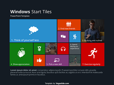 Windows Start Tiles PowerPoint Template (DOWNLOAD FREE) colorful flat square start menu tiles windows windows 10
