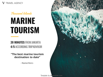 Marine Tourism PowerPoint Template (DOWNLOAD FREE) beach curvy elegant marine ocean sea tourism typography white