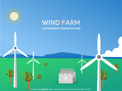 Wind Farm Landscape PowerPoint Template (DOWNLOAD FREE) energy landscape powerpoint ppt pptx presentation turbine wind farm
