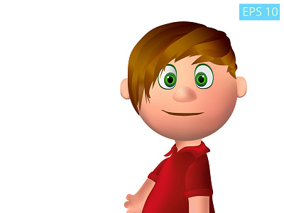 Little boy with ball, cartoon character.