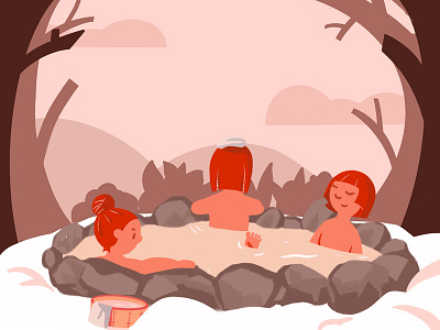 hot spring bath bath bathing design illustration relaxing snow snow day snowfield
