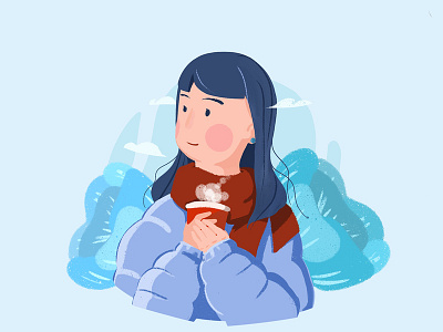 a cup of hot cocoa blue design illustration