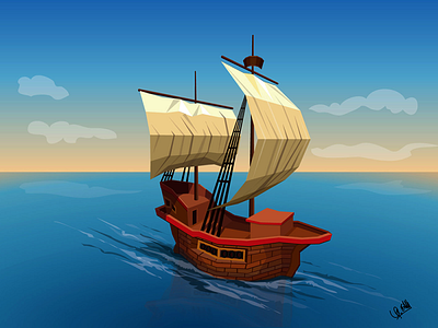 Boat artwork design illustration