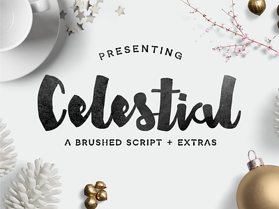 Celestial Font + Extras brush font hand drawn lettering packaging paint type typeface typography watercolor