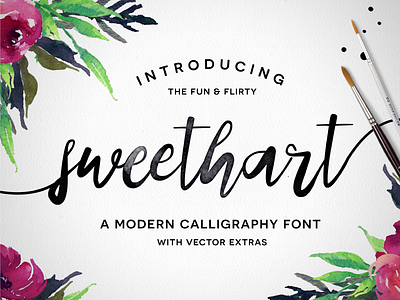 Sweethart Font brush flower font hand drawn heart lettering packaging paint type typography vector watercolor