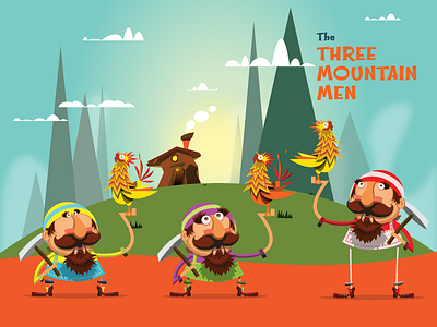 Three Mountain Men art illustration mustache vector