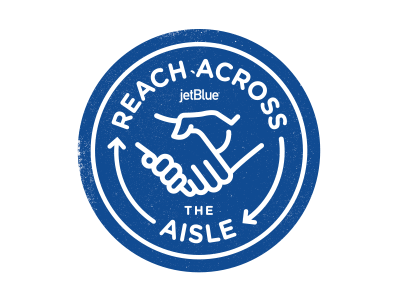 Reach Across The Aisle 2 arrow badge handshake logo