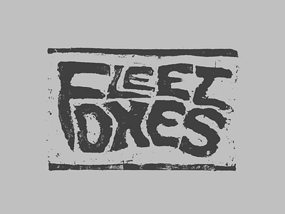Fleet foxes re-brand hand render ink logo printmaking re brand texture type typography woodcut