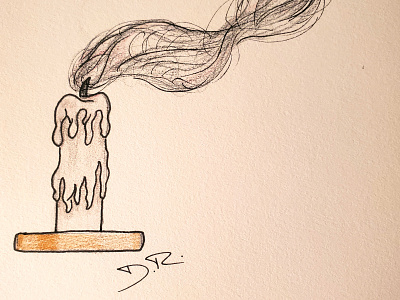 The Candle candle colored pencil illustration ink pencil sketch