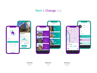 Ux/Ui Rent & Change App Design app application change estate exchange ios iphone iphone x rent ui ux ux ui ux design web