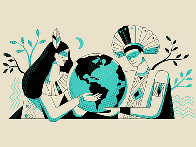 World Environment Day amazon conservation couple culture earth ecology environment forest illustration indigenous natives nature planet protection rainforests sacred