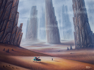 Solitude art astronaut concept desert exploration loneliness planet science fiction scifi ship space