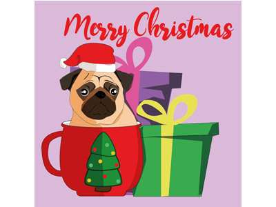 Christmas vector Pug in a Mug christmas christmas gift mug present pug in a mug puppy vector vector art