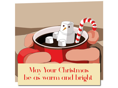 Christmas vector marshmellow snow man dippin in a mug