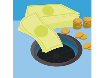 Money go down the drain bills coin drain illustration money vector vector art vector artwork