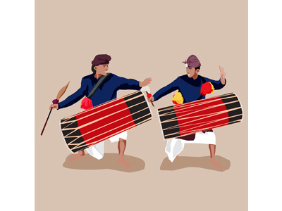 beleq drum beleq dance flat illustration indonesia indonesian music music instrument nusa tenggara barat traditional traditional dance traditional instrument traditional music vector artwork