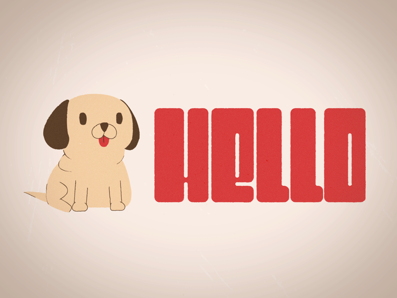 Hello there 2d animation dog illustration puppy